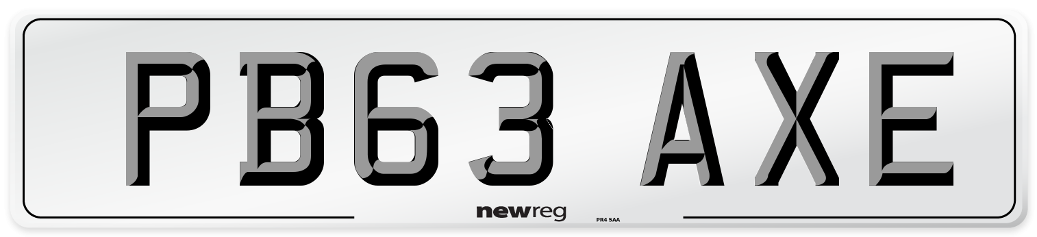 PB63 AXE Number Plate from New Reg